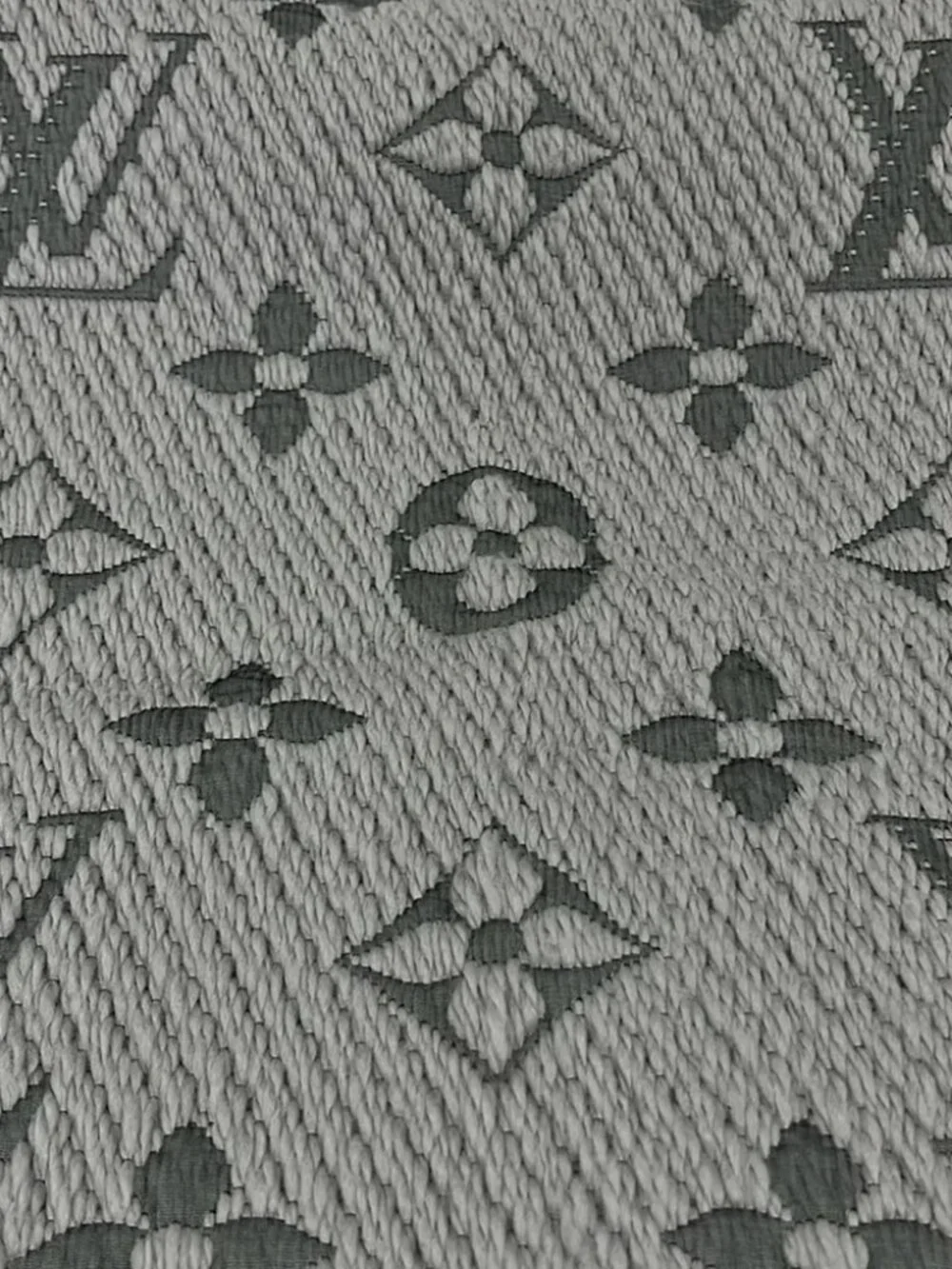 LOUIS VUITTON Echarpe Logomania M74742 Gris Perle GM1128 Scarf 94 Wool & 6 Silk